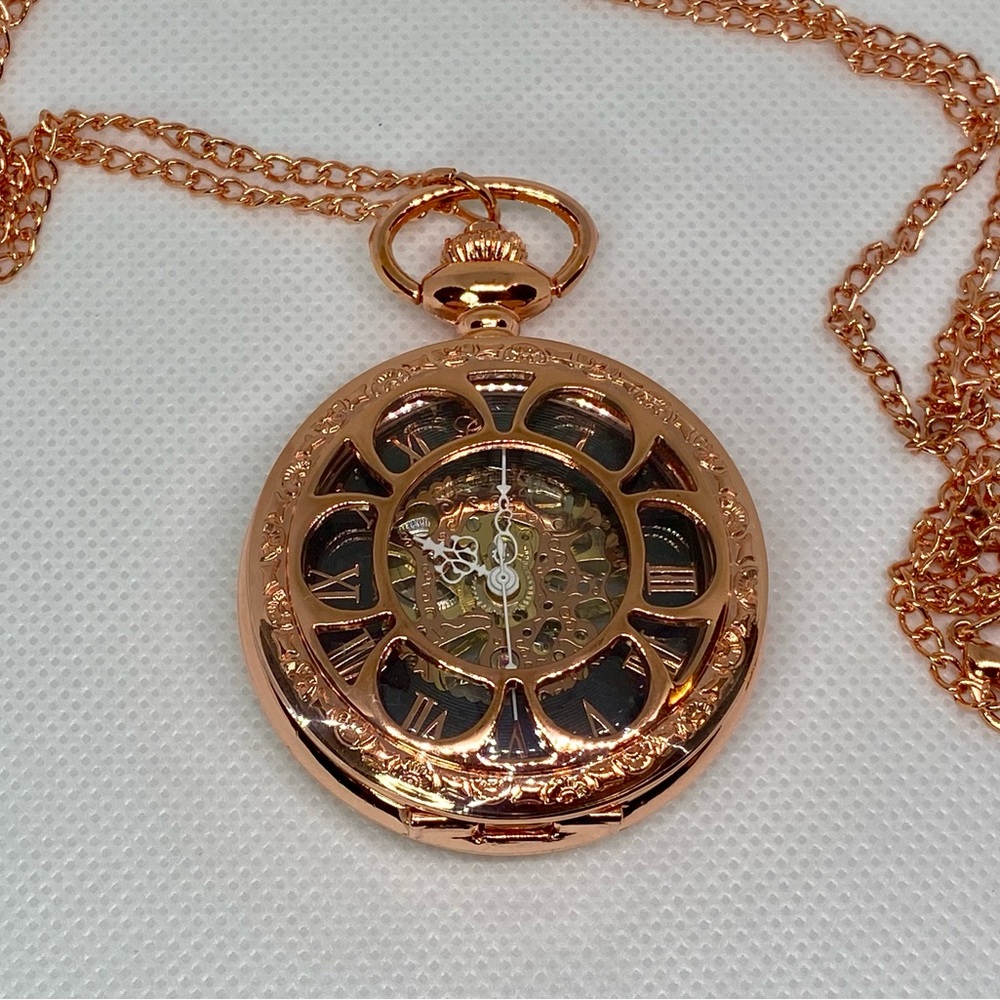 Rose Gold Pocket Watch Necklace